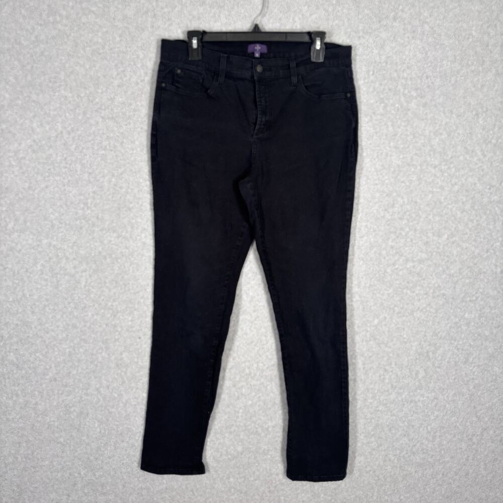 NYDJ Jeans Size 12 Black Lift Tuck Slimming Stretch Ankle Skinny Capsule Minimal